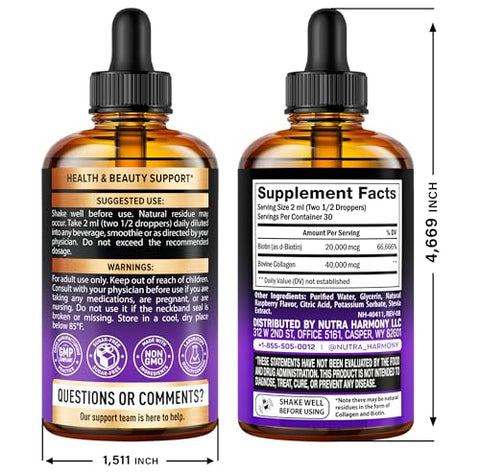 Nutraharmony Biotin Collagen Hyaluronic Acid Capsules & Liquid Biotin Collagen Drops