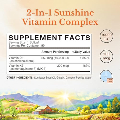 Vitalitown Magnesium Complex & Vitamin D3 K2 Bundle (Pack Of 2) For Bone Heart Immune & Muscle Magnesium Glycinate 10000Iu D3 Mk-7 120 Mag Caps & 90 D3 Softgel