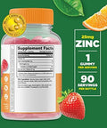 Lifeable Zinc 25Mg Kids + Zinc Kids Gummies Bundle Great Tasting Vitamin Supplement Gluten Gmo Chewable Gummy