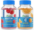 Lifeable Sugar Biotin + Vitamin C Gummies Bundle Great Tasting Vitamin Supplement Gluten Gmo Chewable Gummy