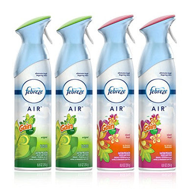 Febreze Air Freshener And Odor Eliminator Spray Gain Original And Island Fresh Scents 8.8Oz (Pack Of 4)