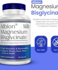 MilaMiAmor Albion Magnesium Bisglycinate Highly Absorbable Chelated Magnesium for Muscle Nerve Relaxation and Sleep Support Gentle on Stomach Vegan 200mg per Serving 60 Capsules