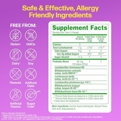 Culturelle Kids Complete Probiotics Fast Melts Mixed Berry Flavor 30 Count Sugar Free Prebiotic Probiotic Powder For Digestive And Immune Health Supports Daily Regularity