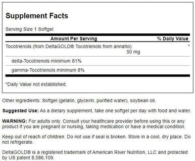 Swanson Deltagold Tocotrienols-Annatto Tocotrienols -Vitamin E Tocotrienols 99% Tocopherol (60 Softgels 50mg Each) in selection central