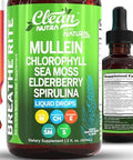 Organic Mullein Liquid Drops With Chlorophyll For Lung Detox Plus Irish Sea Moss, Spirulina, Licorice, Tart Cherry, Lobelia, Motherwort, And Elderberry For Men Women Health Supplement Vitamin