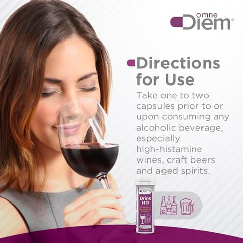 Omnediem Drink Hd Dietary Supplement: Natural Histamine Neutralizing & Digesting Enzyme â€“ Diamine Oxidase Dao 20 Capsules