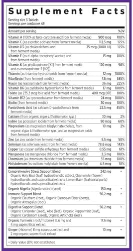 Chapter Perfect Calm - Daily Multivitamin For Stress & Mood Support With B Vitamins + Holy Basil + Lemon Balm + Organic Non-Gmo Ingredients - 144 Count