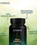 Ambrosial Ambrosial Milk Thistle 4000mg | High Strength Liver Support Antioxidant | Liver Detox Supplement (Pack of 1-120 Tablets)