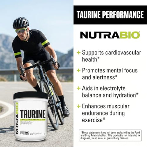 Nutrabio Taurine Powder 500G Pure Free-Form L-Taurine Amino Acid Supplement Supports Cellular Health Energy And Wellness Non-Gmo Usp Grade