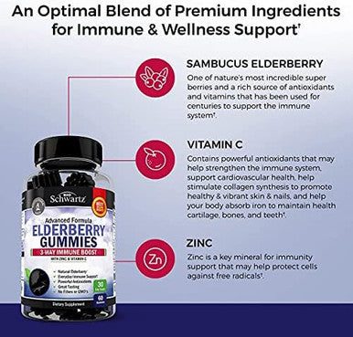 Bioschwartz Super Greens Powder With Probiotics Prebiotics And Digestive Enzymes (30 Servings) Plus Elderberry Gummies With Zinc And Vitamin C For Adults Immune Support (1 Month Supply)