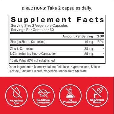 Force Factor Zinc Lcarnosine Capsules To Support Gastric And Digestive Health Digestion And Bloating Supplement Vegan Nongmo No Gelatin 120 Capsules