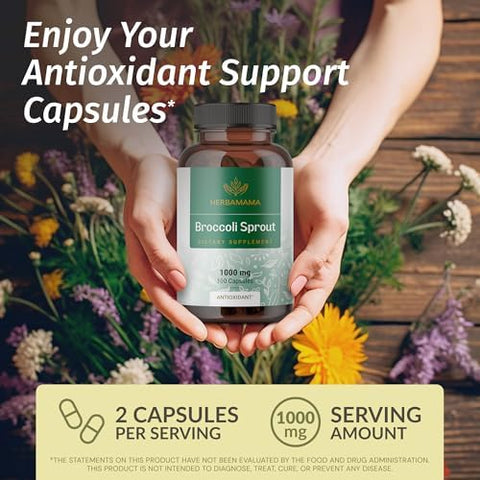 Herbamama Broccoli Sprout And Ashwagandha Root Kit - Bundle Of 1000 Mg Broccoli Sprout & 1500 Mg Ashwagandha Root Capsules - Vegan Non-Gmo Sugar & Gelatin- - 2 Pack