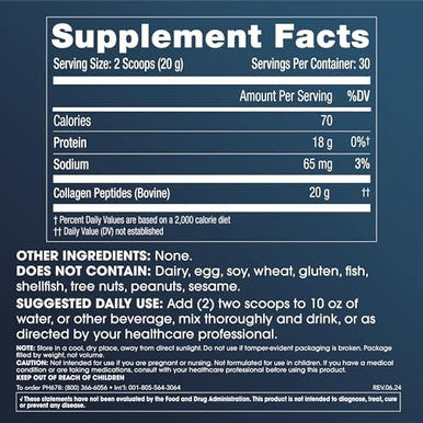 Prohealth Pure Collagen Peptides Powder 600 Grams Supports Hair Nail Skin Bone Joint Health And Longevity Grassfed Pastureraised Zero Sugar Unflavored Thirdparty Tested