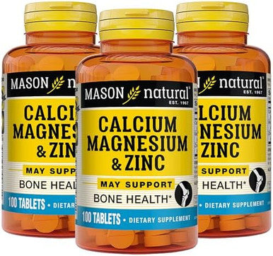 Mason Natural Calcium Magnesium & Zinc, 300-Day Supply, Supports Normal Bone Health & Immune System Booster, 3 Pack