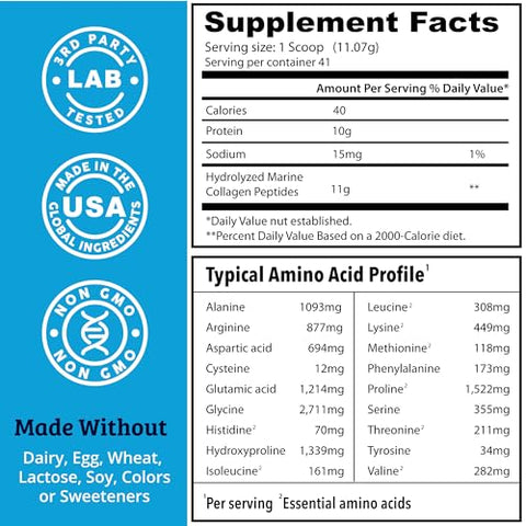 Dr. Matthew Marine Collagen Peptides Powder From Hydrolyzed Wild Caught Fish Protein - Hair & Beauty Supplements For Women & Men