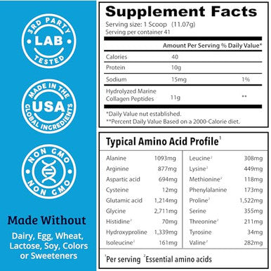 Dr. Matthew Marine Collagen Peptides Powder From Hydrolyzed Wild Caught Fish Protein - Hair & Beauty Supplements For Women & Men