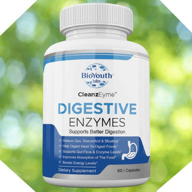 Bioyouth Labs Natural Digestive Enzymes & Probiotic Supplement for Adults 180 Capsules - Nutritious Blend of Digestive Enzymes & Advantage Probiotic for Digestion & Digestive Health.