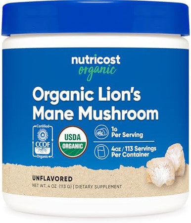 Nutricost Organic Lion'S Mane Mushroom Powder 1Lb Usda Organic