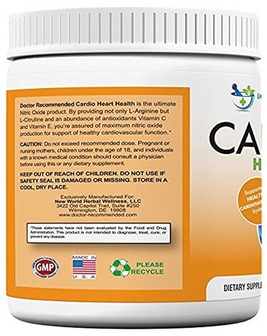 Cardio Heart HealthLArginine Powder Supplement5000mg Plus 1000mg LCitrullinewith Minerals and Antioxidants Vitamin C ETotal Cardiovascular System HealthFormulated by Real Doctors 2 Pack