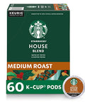 Starbucks K-Cup Coffee Pods, Medium Roast Coffee, House Blend for Keurig Brewers, 100% Arabica, 6 boxes (60 pods total)
