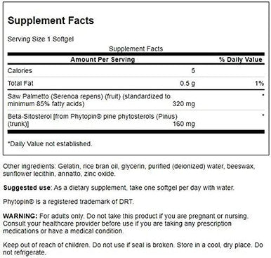 Swanson Saw Palmetto and Beta Sitosterol 30 Sgels
