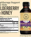 Honey Gardens Elderberry Syrup For Kids With Honey Kids Elderberry Syrup 6.4 Mg Of Elderberry Honey Syrup With Organic Raw Honey Organic Ecea Purpurea And Elderflower 24 Servings 4 Fl. Oz.