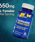 Dopamine Brain Food L-Tyrosine Focus And Mental Drive Support 60 Count | With B vitamins for natural neurotransmitter production. Supports motivation mental energy and productive work sessions.