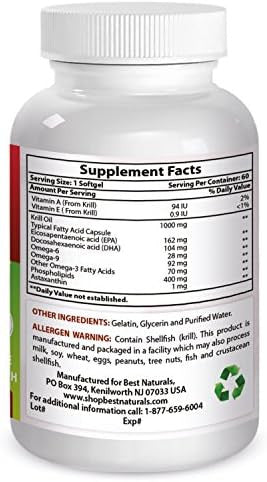 Best Naturals Krill Oil Soft Gel 1000 Mg 60 Count