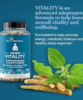 Eu Natural Vitality Cortisol Supplement Fight Fatigue, Feel Calm & Balanced Healthy Cortisol, Focused Energy, Adrenal Support Ashwagandha Supplement With Rhodiola, L-Tyrosine, Holy Basil 60 Veg Capsules