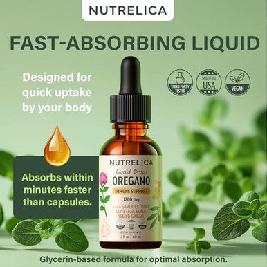 Nutrelica Oregano Oil With Garlic Extract Olive Leaf Black Seed Oil 1200Mg