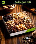 NUT CRAVINGS - Purim Mishloach Manot Mixed Nuts Gift Basket in White Gold Box (9 Assortments) Ramadan Gifts Treats for Adults, Food Arrangement, Healthy Snack Care Package, Kosher