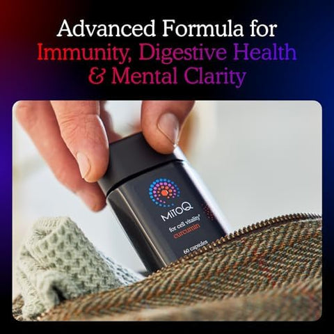 Mitoq Curcumin Advanced Coq10 Antioxidant - Contains Mitoquinol Mesylate & Super Bioavailable Longvida Curcumin Turmeric - Supports Immunity Digestive Health & Cell Vitality (60 Capsules)