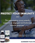 Host Defense Elderberry Plus Syrup Immune Respiratory & Lung Support Supplement Liquid Mushroom Supplement With Turkey Tail Reishi Agarikon & Chaga 4 Fl Oz (12 Servings)