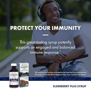 Host Defense Elderberry Plus Syrup Immune Respiratory & Lung Support Supplement Liquid Mushroom Supplement With Turkey Tail Reishi Agarikon & Chaga 4 Fl Oz (12 Servings)