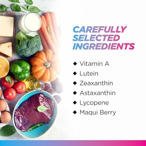 Livingood Daily Eye Support 13-In-1 Vision Supplement With Lutein Zeaxanthin Astaxanthin Vitamin A Lycopene Maqui Berry & More Promotes Healthy Eyes Blue Light Protection Vegan 60 Capsules