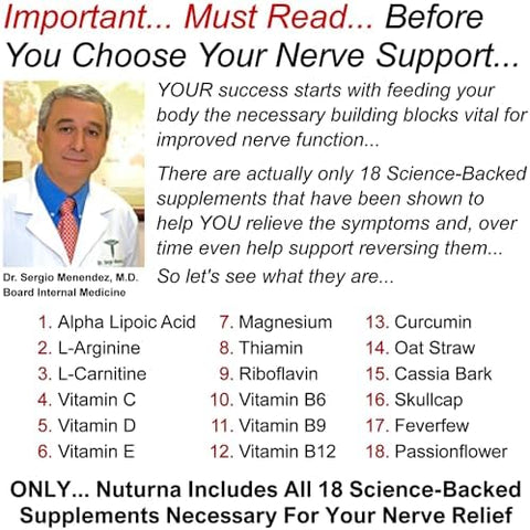 Nuturna Neuropathy Support Nerve Supplement With 900 Mg Pure Alpha Lipoic Acid Maximum Strength Formula Fortify Nerves In Fingers Hands Toes & Feet Best Peripheral Relief Support 180 Capsules