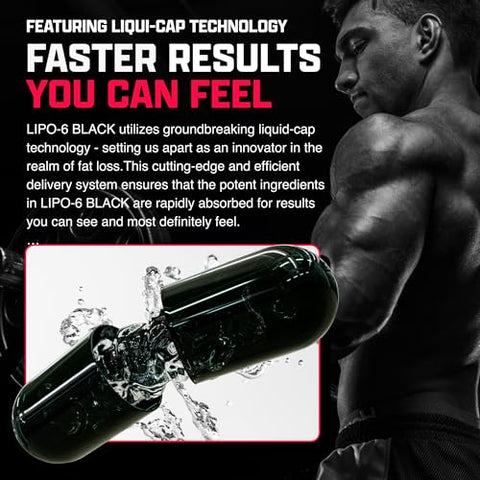 Nutrex Lipo-6 Black Max Strength Fat Burner - Fast Acting Energy Weight Loss Diet Pills Appetite Suppressant Metabolism Booster 120 Capsules