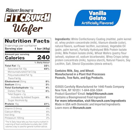 Fit Crunch Wafer Protein Bars 16G Of Protein & 4G Of Sugar (18 Count Variety Pack)