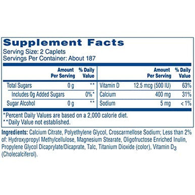 Citracal Petites, Highly Soluble, Easily Digested, 400 mg Calcium Citrate with 500 IU Vitamin D3, Bone Health Supplement for Adults 375 Caplets
