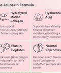 Byava Jelloskin Skin Barrier Collagen Booster- Liquid Marine Collagen Hyaluronic Acid Elastin Peptides Supplements - Hair Skin And Nails Hydrolyzed Fish Collagen For Women Peach Flavor