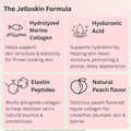 Byava Jelloskin Skin Barrier Collagen Booster- Liquid Marine Collagen Hyaluronic Acid Elastin Peptides Supplements - Hair Skin And Nails Hydrolyzed Fish Collagen For Women Peach Flavor