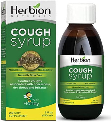 Herbion Naturals Cough Syrup With El Jarabe Para La Tos Con Miel Naturally Tasty Soothes Throat Green Honey 5 Fl Oz (3)