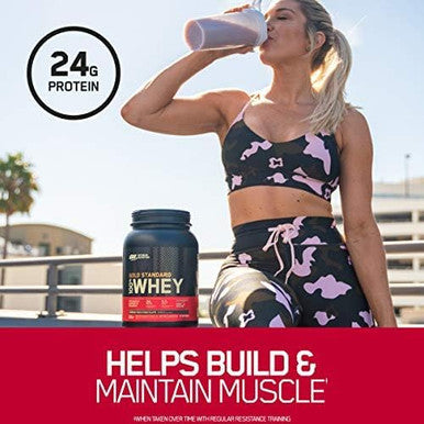 Optimum Nutrition Gold Standard 100% Whey Protein Powder Double Rich Chocolate (1 Lb.) Package May Vary