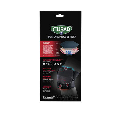 Curad Performance Series IRONMAN Infrared Knee Support with Hot/Cold Therapy Elastic Adjustable Knee Brace with Removable Reusable Gel Compress for Knee Pain Management Powered by CELLIANT Technology