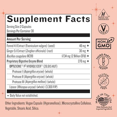 Legendairy Milk Digestive Enzymes For Women Probiotics For Digestive Health Gut Health Supplements Bloating Relief For Women Debloat Gas Relief W/Ginger & Fennel Bloat Baddie 60 Capsules