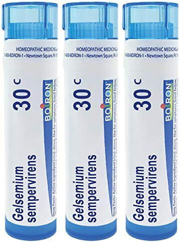 Boiron Gelsemium 30C Homeopathic Medicine For Stage Fright Apprehension And Fever Pack Of 3 (240 Pellets)