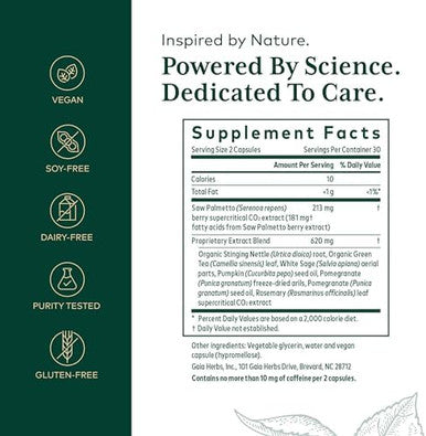 Gaia Herbs Pro Prostate Formula Supplement Supports Prostate Health Antioxidant Support With Green Tea White Sage Pomegranate & Stinging Nettle Root 60 Liquid Phytocaps (30 Servings)