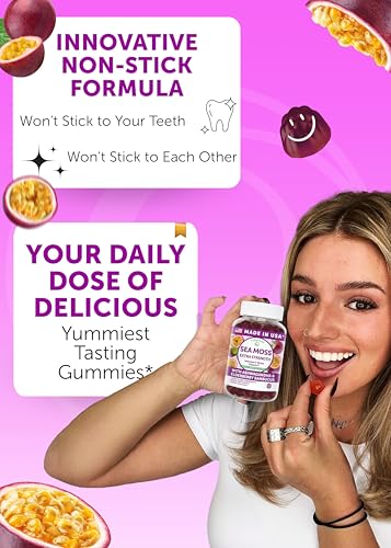 Lunakai Usa Made Irish Sea Moss Gummies With Ashwagandha & Elderberry Delicious Daily Immune & Stress Support Supplement For Men & Women 60Ct