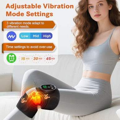 Flaremore Cordless Heated Knee Massager With Vibration Heated Knee Brace Wrap Heating Knee Pad For Knee Elbow Knee Heating Pad For Arthritis With 6 Heating Levels 3 Massage Modes&Timer (Black+White)