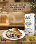 Aleta, USDA Organic Greek Extra Virgin Olive Oil, EU Certified Single Estate PDO Greece, 1 Lt (33.8 oz.) Tin, Kosher EK, Pack of 1